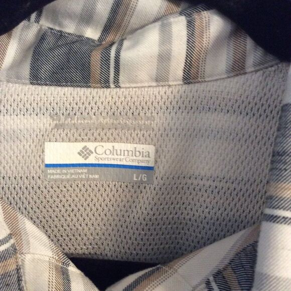 VNC striped Columbia Mens Fishing shirt Large L long sleeve - Picture 3 of 4